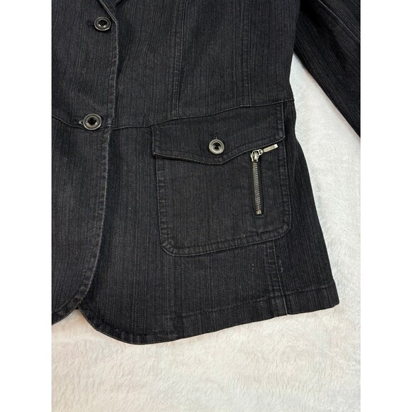 CONRAD C COLLECTION BLACK BUTTON UP STUDDED BLAZER JACKET SIZE 8 - Picture 4 of 12